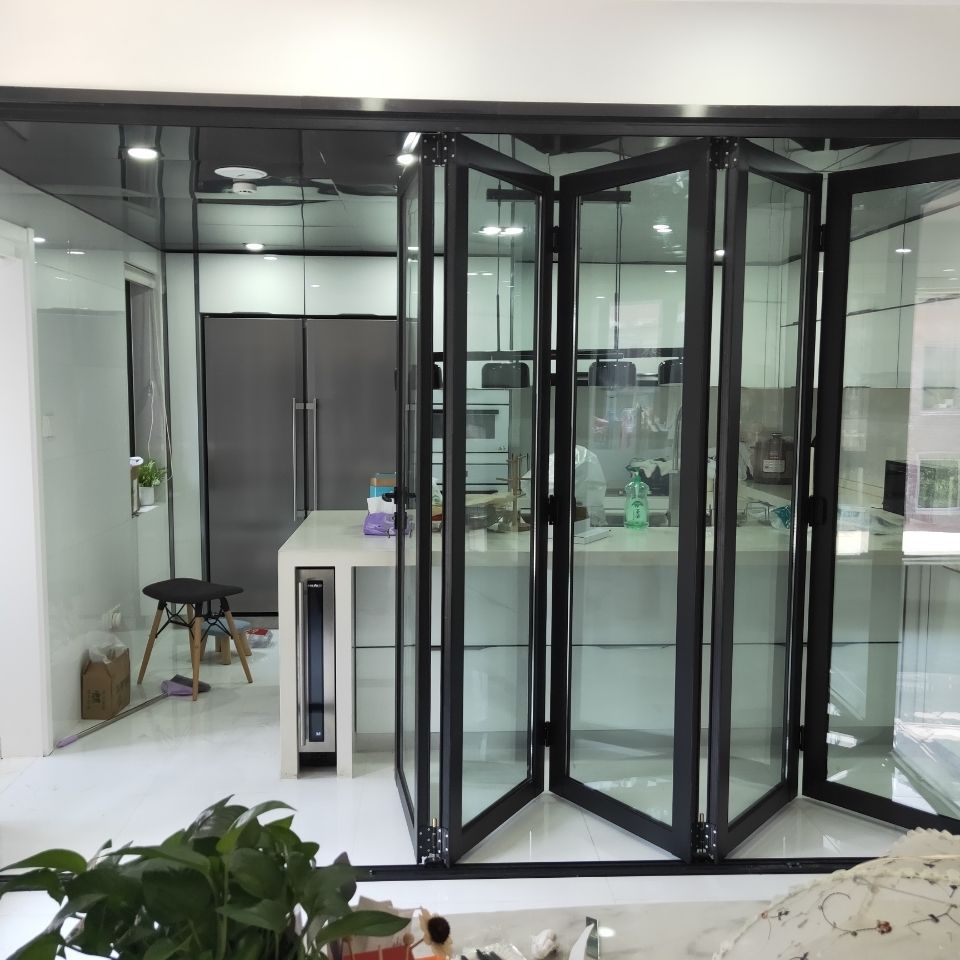 折叠门推拉门隔断门铝镁合金钢化玻璃门阳台厨房客厅洗车房车库