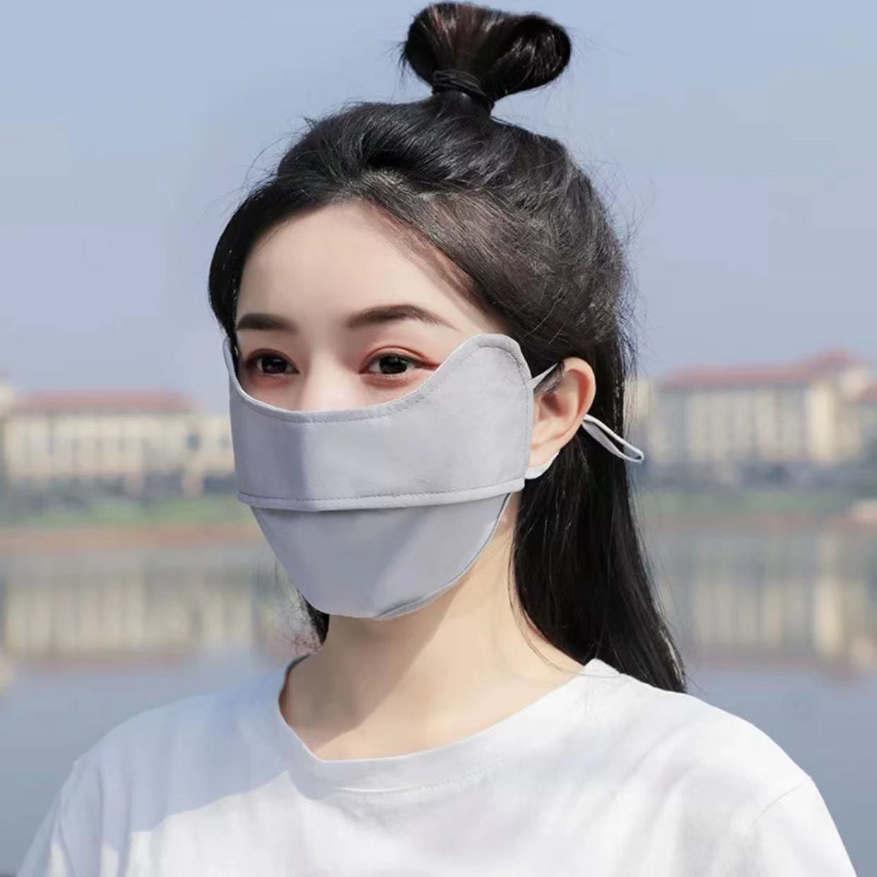 Ice Silk Sunscreen Mask Summer Women's Uv Protection Eye Protection Three-Dimensional Dustproof and Breathable Thin Outdoor Mask Protection