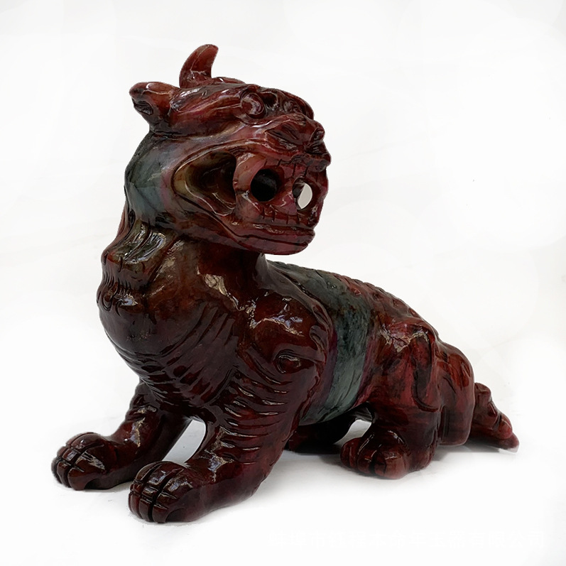 钰程本命年 20厘米岫玉谛听吉祥摆件地藏王菩萨坐骑瑞兽