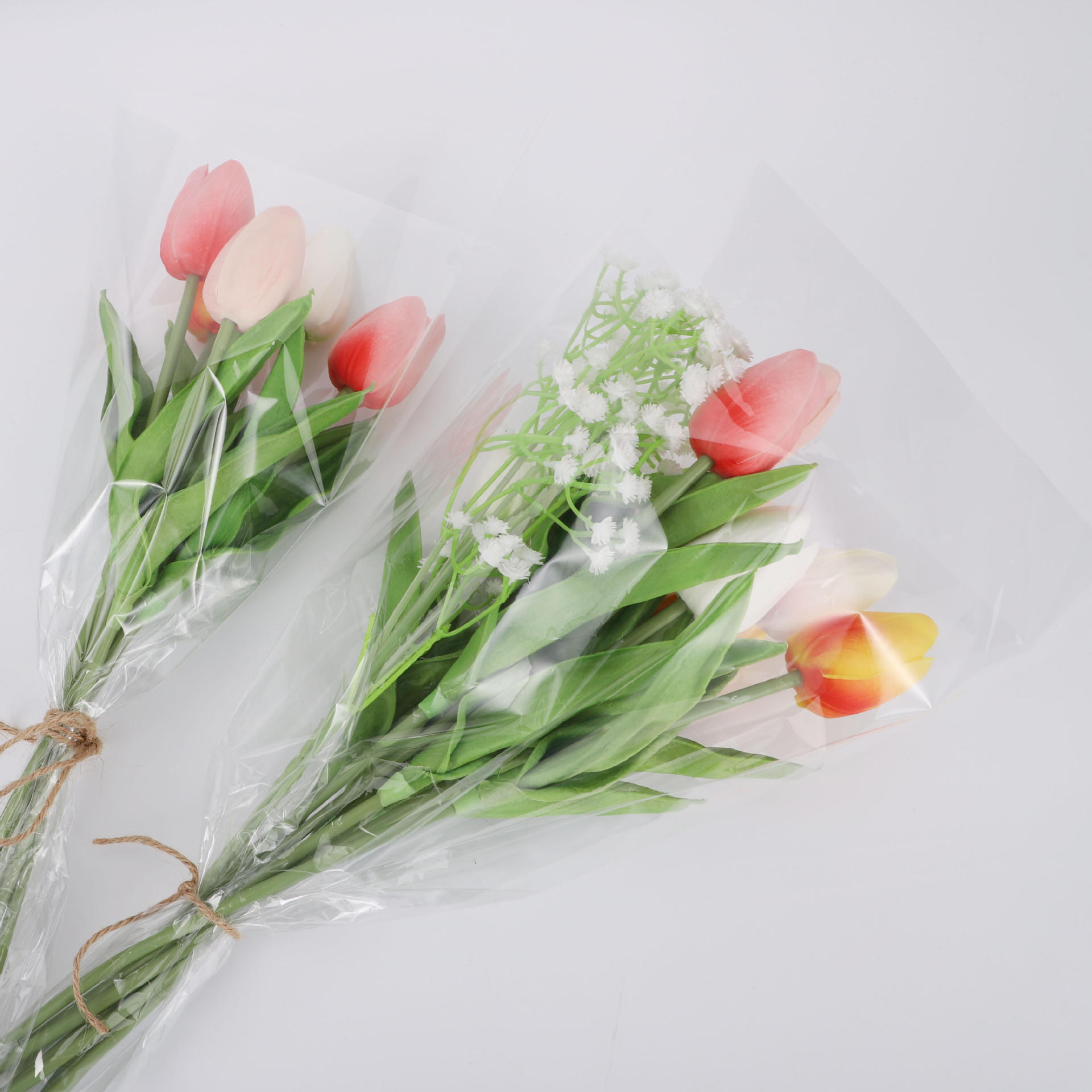 鲜花包装简约多支袋透明英文单支袋小清新防水花束包花多支袋包装