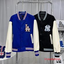 高版本.MLB小花字母拼接刺绣双色23秋冬情侣新款棒球服时尚休闲