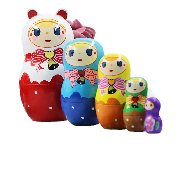 Wooden Five-Layer Russian Matryoshka Doll Children's Educational Toys Gift Decoration