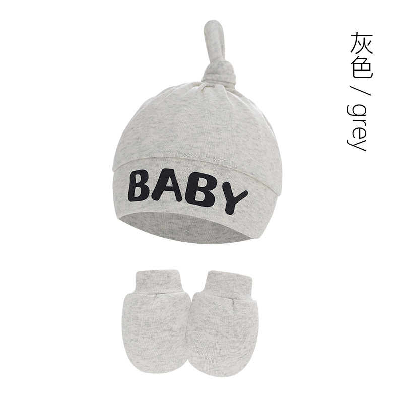 Baby Foreign Trade European and American Newborn Fetal Cap Babies' Baby Nipple Cap Knotted Hat Baby Gloves Source Manufacturer