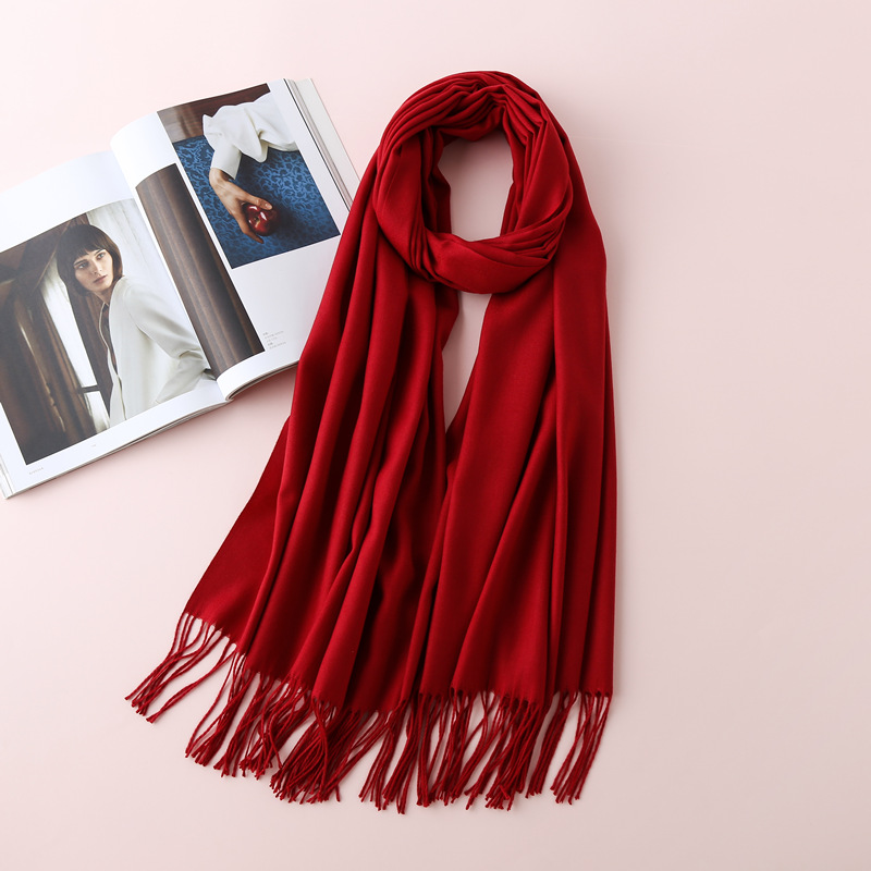 A Variety of Solid Color Artificial Cashmere Scarf Women's Single Color Thickened Warm Bib Shawl Gift Red Scarf Wholesale Delivery