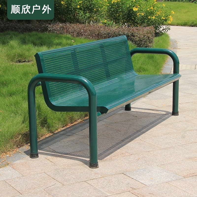 户外休息坐凳绿色庭院球场坐椅双人休闲座椅景观长椅公园椅子铁艺