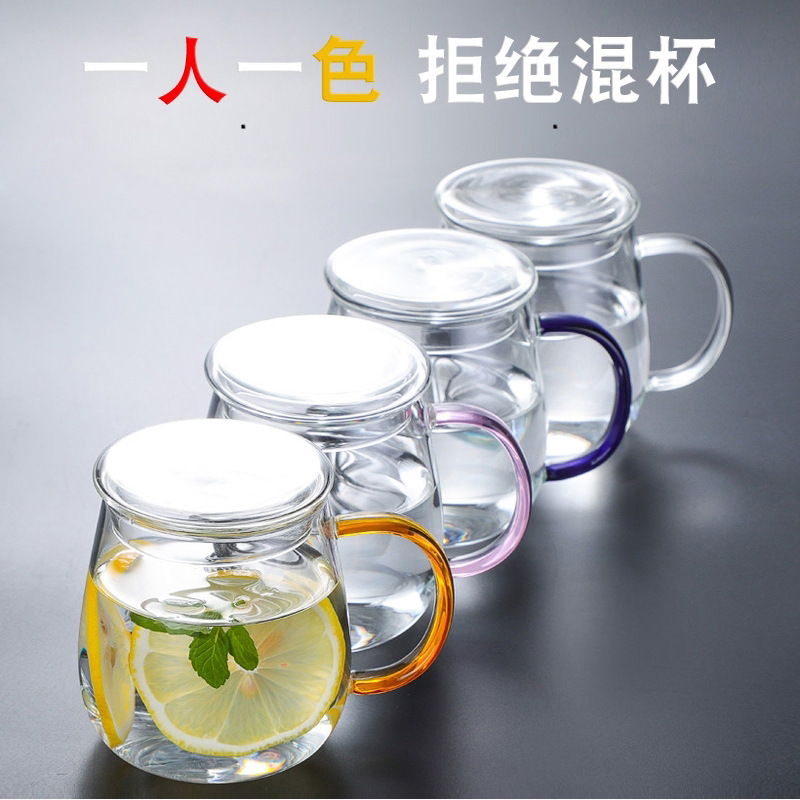 Borosilicate Transparent Glass Household Large Capacity with Handle with Cover Living Room Drinking Cup Milk Beer Steins Tea Cup