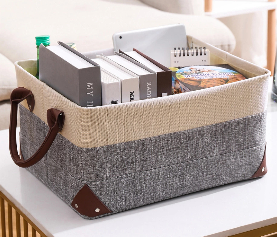 Uncovered Fine Linen Storage Box Foldable Fabric Art Hemp Rope Portable Steel Frame Storage Box Home Clothes Finishing Box