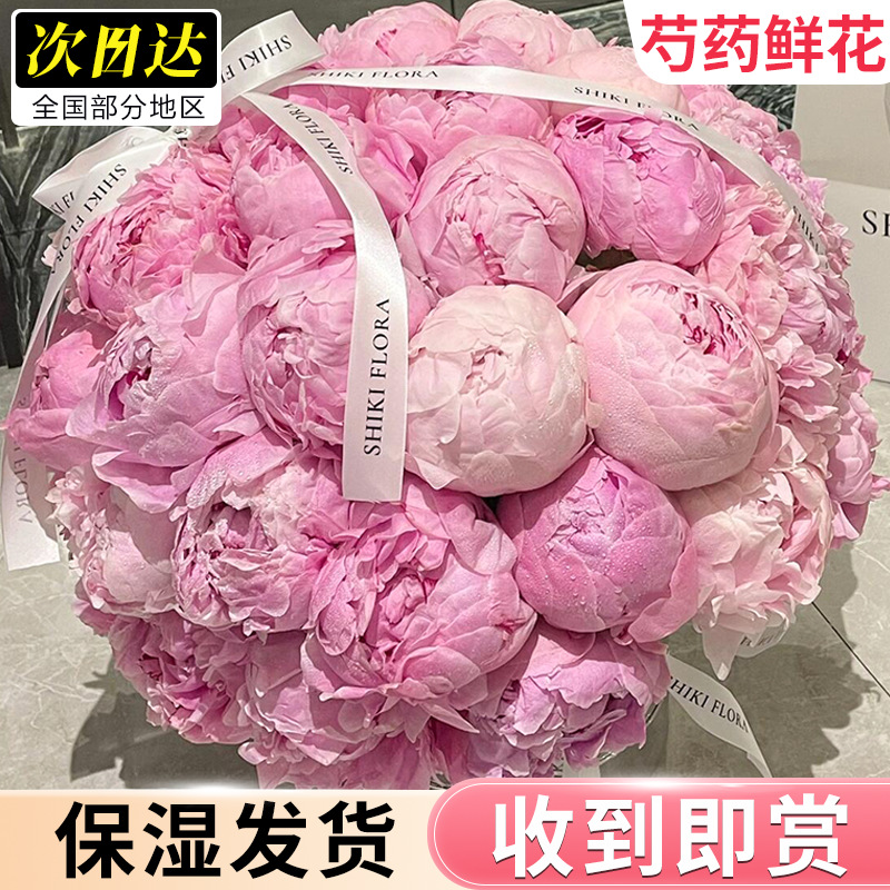 芍药鲜花直发重瓣云南鲜切花束山东牡丹水养落日珊瑚玫瑰百合基地