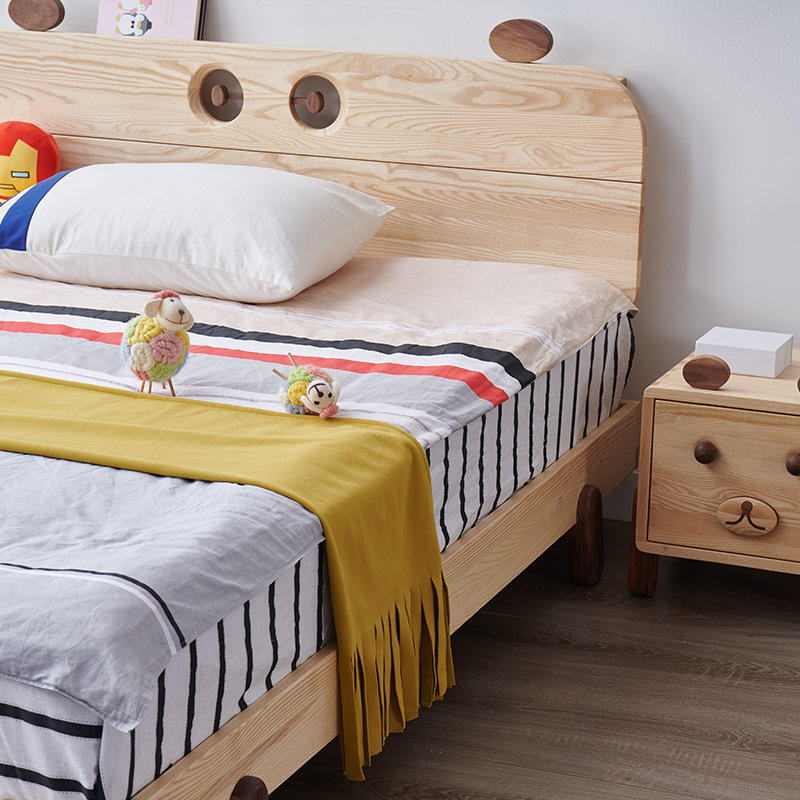 全实木儿童床可爱1.2米1.5白蜡木原木无漆木蜡油男女孩公主卡通床