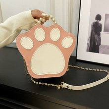 新款创意时尚珍珠猫咪爪爪diy手工包材料自制卡通礼物单肩斜挎包
