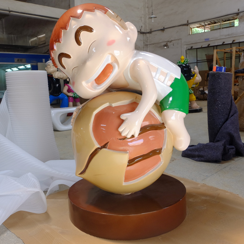 玻璃钢卡通人物ip公仔坚果核桃企业形象卡通人物ip公仔雕塑摆件