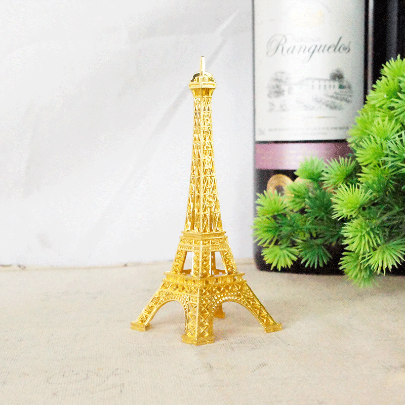 Golden Eiffel Tower Model Photo Props Decoration Hot Sale Home Decorations TikTok Red Belt Box