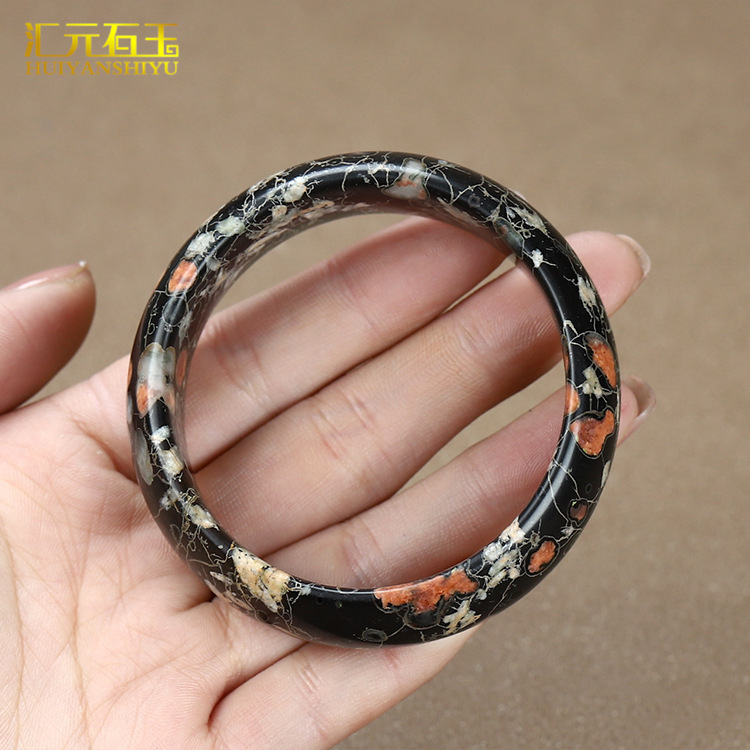 河南汝阳梅花玉手镯天然安山玉石玉器玉镯复古中国风直播货源批发