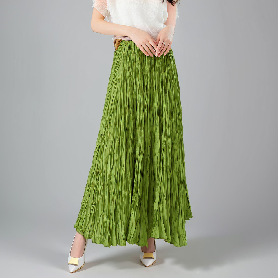 褶皱新款乱褶手工褶半身裙广场舞超大摆裙女装裙子宽松休闲半裙女
