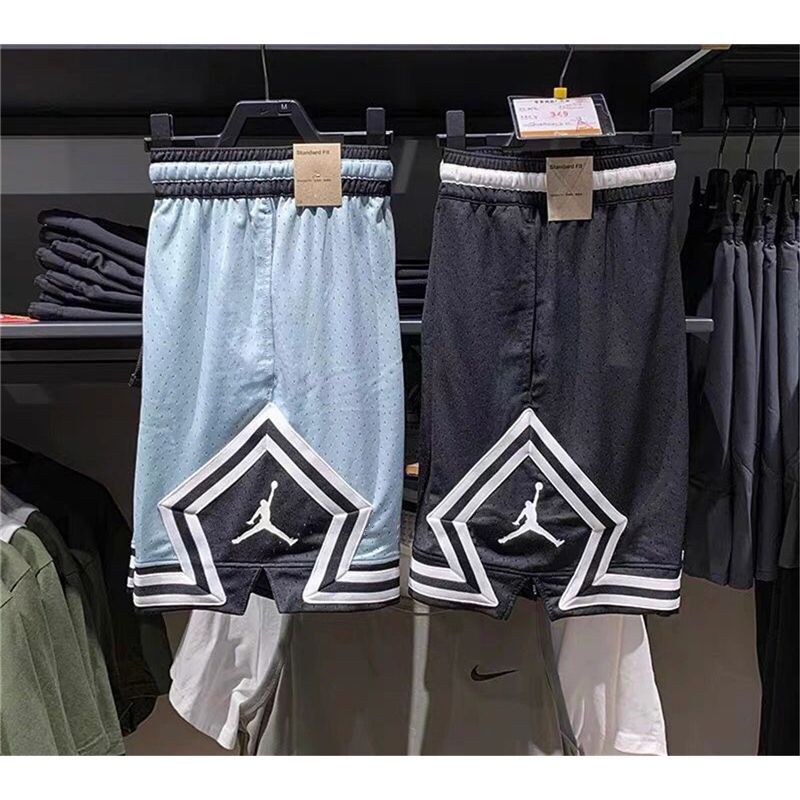 潮牌aj篮球裤男子新款飞人美式短裤女四分裤速干冰丝网眼健身裤子