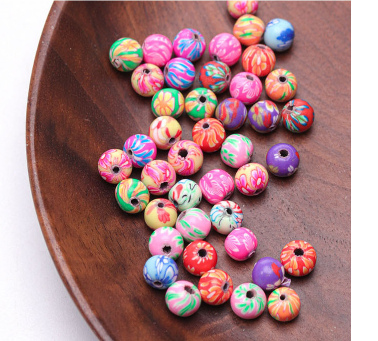 亚马逊热销 diy饰品配件彩色软陶珠子手链项链串珠材料球形散珠