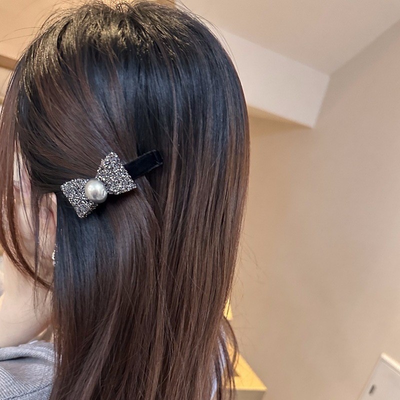 Korean Same Style Exquisite XINGX Full Diamond Small Hair Clip Shiny Sweet Bow Edge Clip Duckbill Clip Bang Hairpin