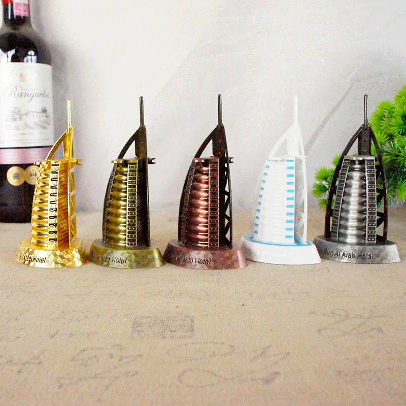 Colorful Sailing Hotel Model Decoration Creative Decorations Souvenir Landmark Building Metal Sailing Hotel Travel