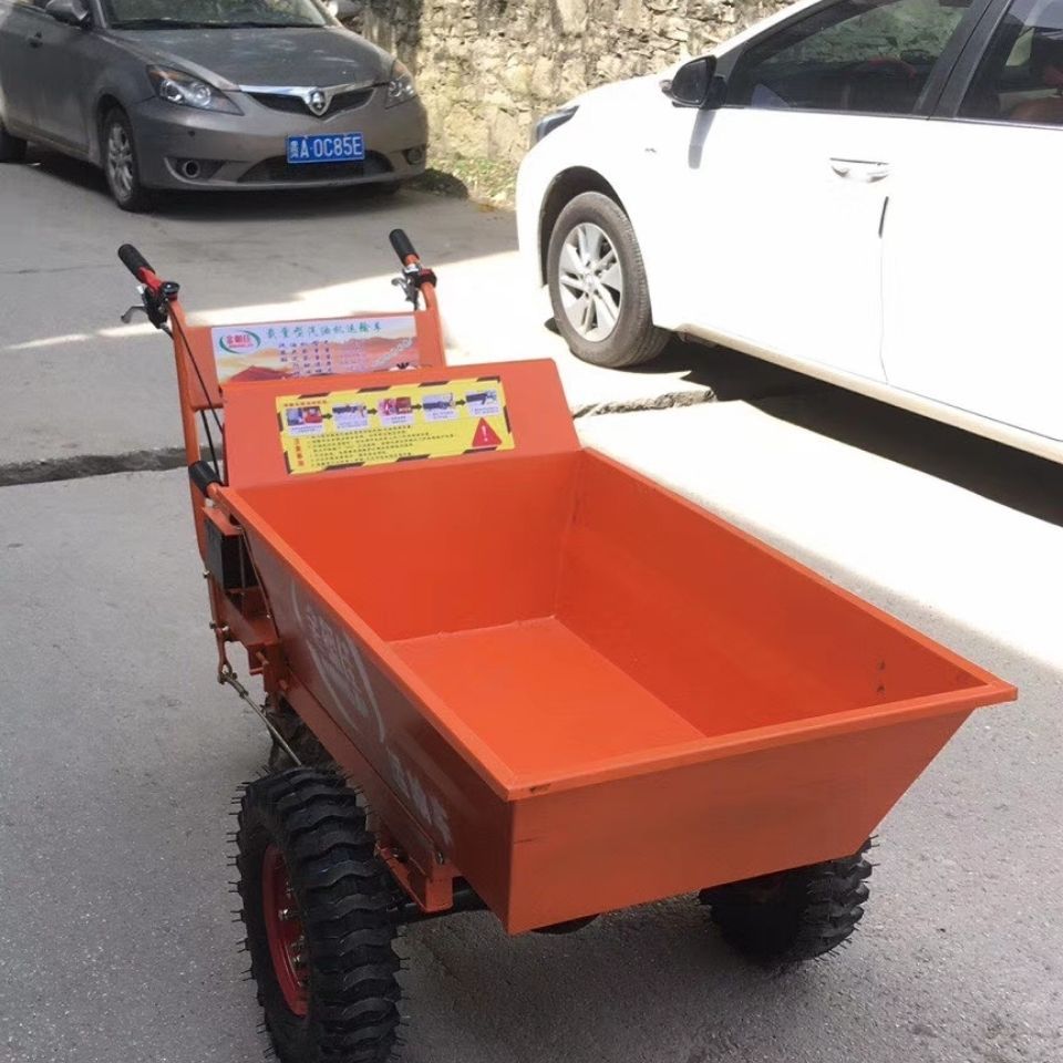 新款汽油柴油手推车灰斗三轮车拉砖水泥翻斗车建筑工地农用专用车