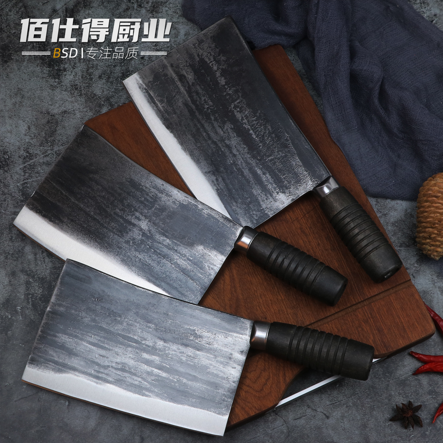 九江弯刀手工锻打菜刀家用切菜刀碳钢刀厨房酒店厨师斩切刀多用刀