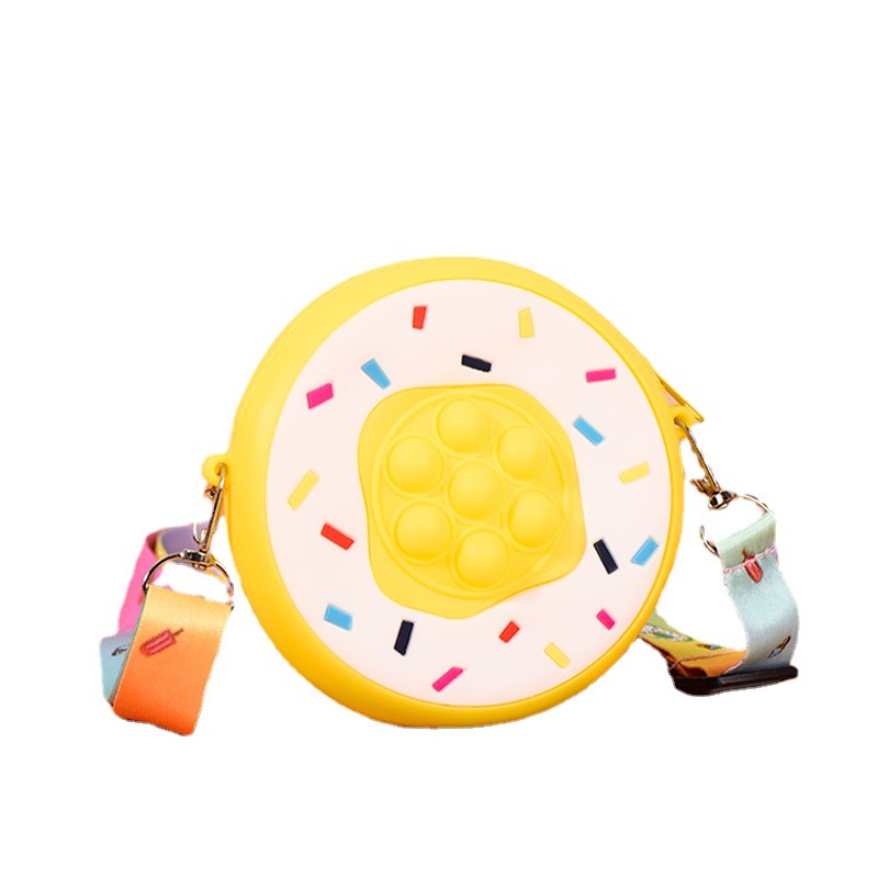 Cute Donut Coin Purse Mouse Killer Pioneer Silicone Crossbody Small Bag Squeezing Toy Bubble Kid's Messenger Bag Female