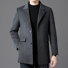 羊毛双面呢大衣男士中长款西装秋冬季高端呢子高级感羊毛休闲外套