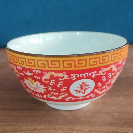 中式红色陶瓷饭碗具汤碗餐具结婚喜庆家用礼品喜碗寿碗手绘釉下彩