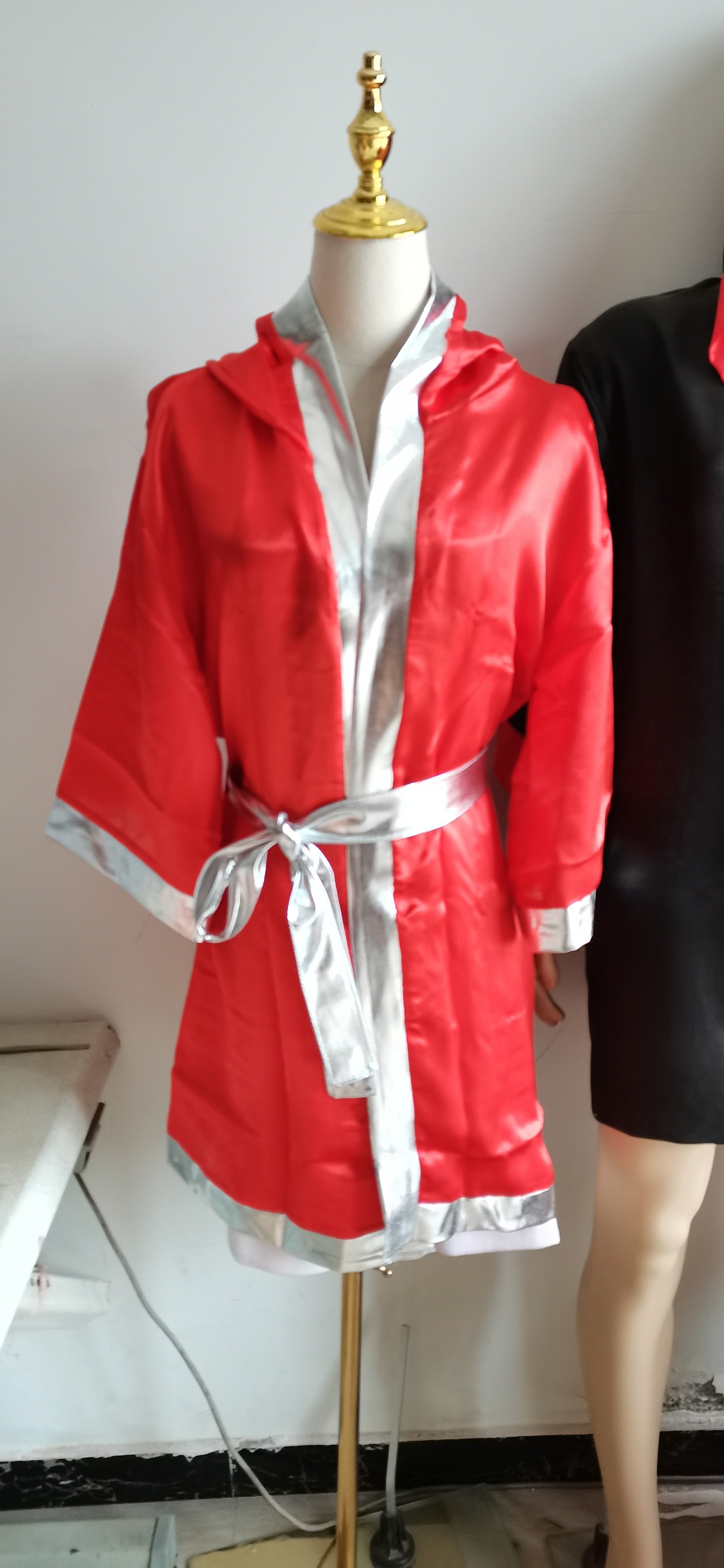 拳击袍红色拳击服战袍拳手出场披风散打拳击外套舞台表演服装