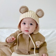 超萌立体耳朵ins韩版宝宝秋冬保暖毛线帽子 可爱婴儿男女童护耳帽