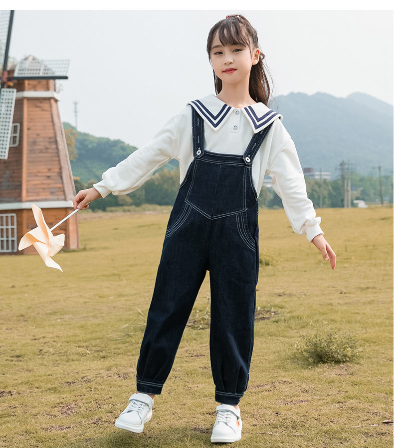 女童背带裤春秋洋气套装中大童宽松版两件套裤子韩版小学生新款潮