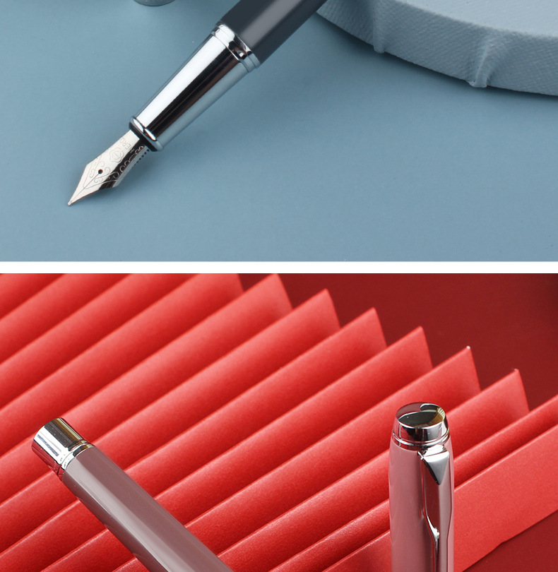 hero英雄钢笔6055a莫兰迪色钢笔墨囊礼盒装商务办公学生练字礼盒