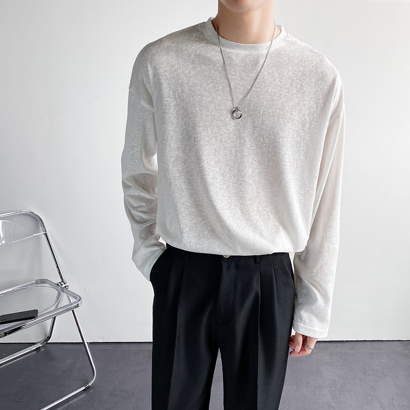 2021夏装新款男士防晒罩衫情侣中性款长袖t恤糖果色薄款防晒t恤男