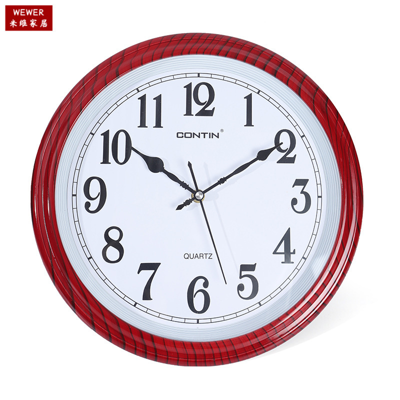 Kangtian Wall Clock Home Office round Simple Electronic Wall Clock Living Room Mute Clock Fashion Numbers Wall Clock Wholesale