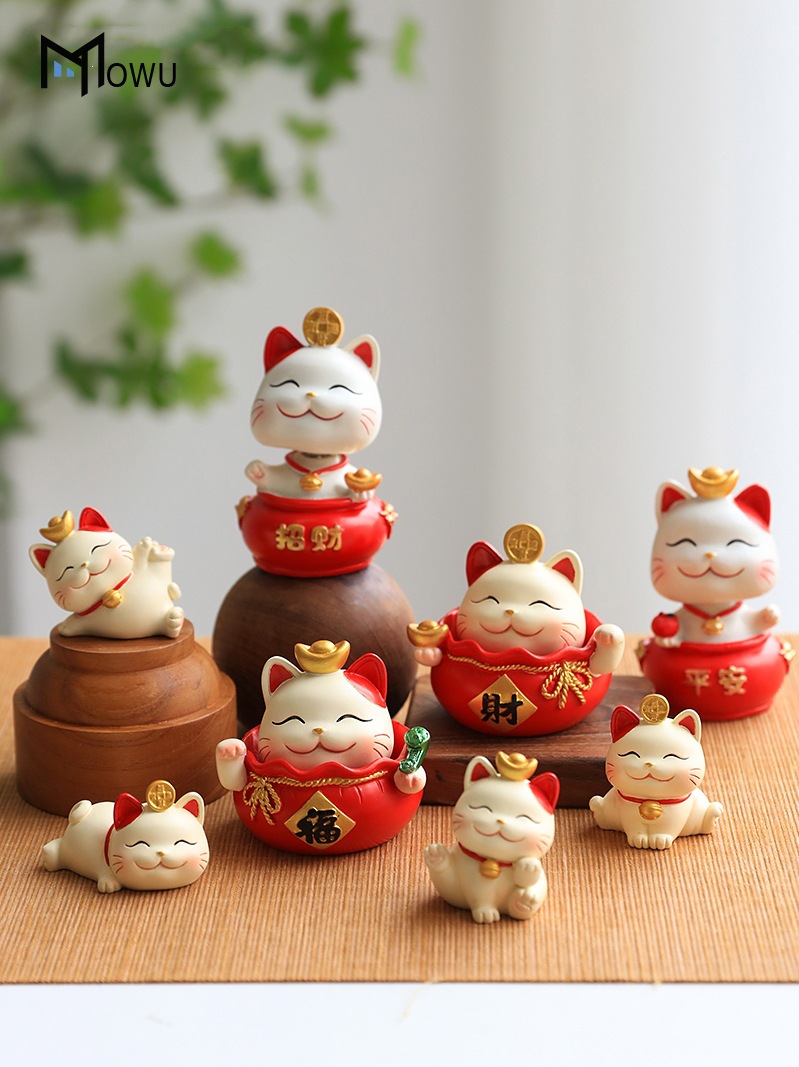 招财猫小摆件可爱创意家居装饰品客厅办公室桌面摆设新房乔迁礼物