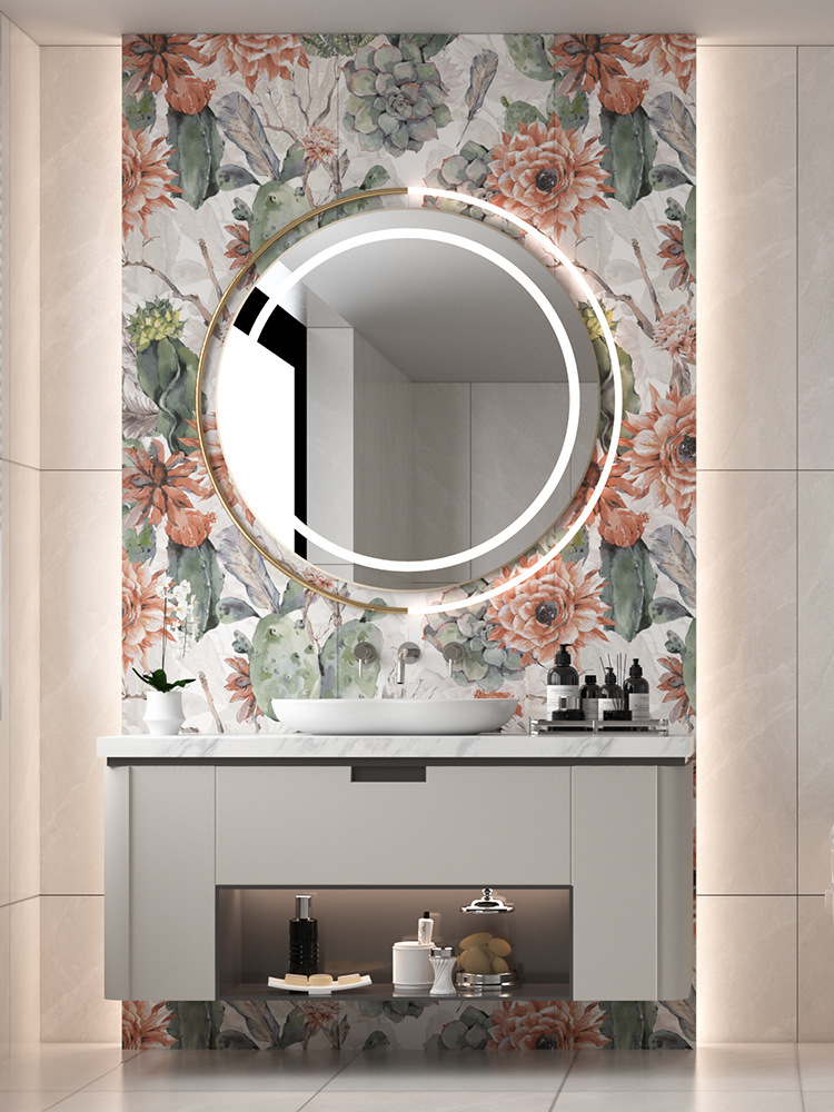 现代简约卫生间花洒马桶背景墙砖玄关拼花瓷砖植物拼图案瓷砖画