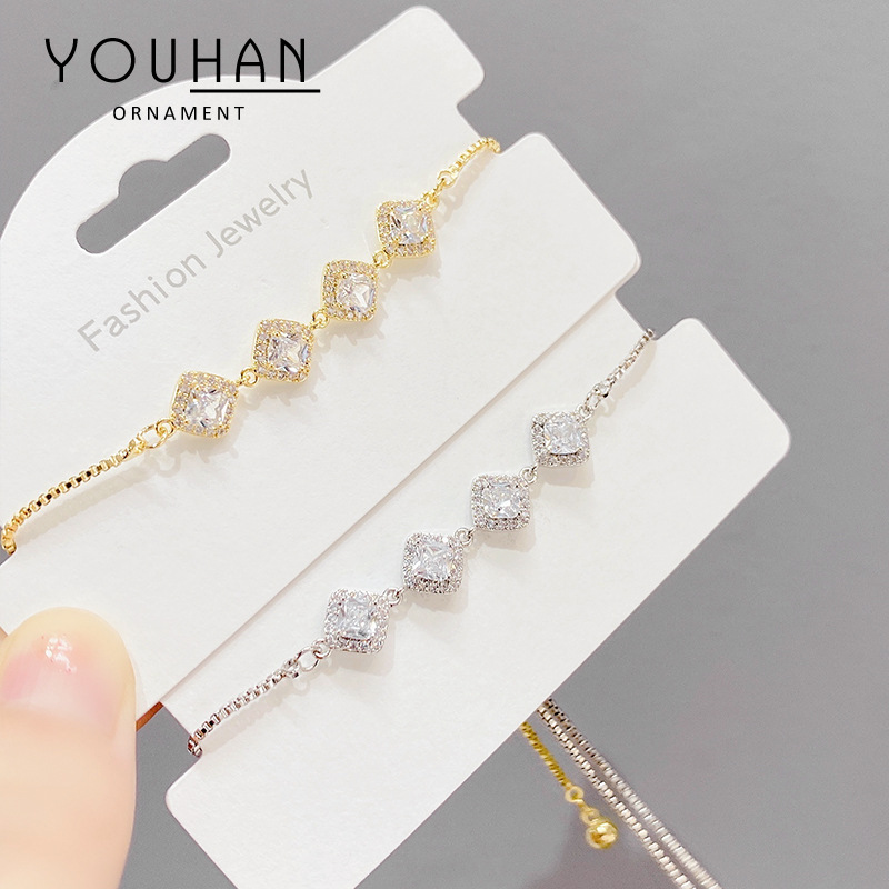 Cross-Border Supply Wish Hot Sale Diamond Zircon Pull Bracelet Female European and American Temperamental Minority Design Bracelet