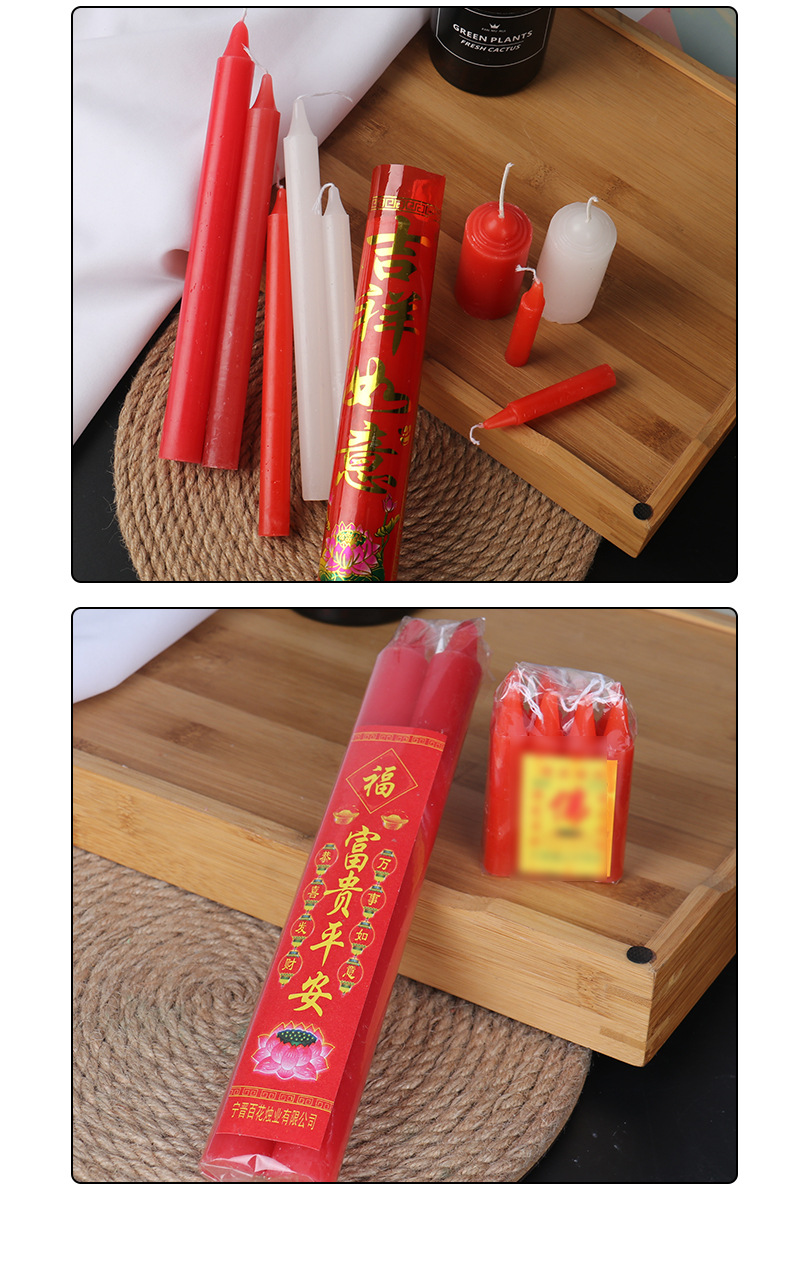 厂家批发红白蜡烛拜佛上香供奉圆柱长杆蜡祭祀佛教教堂用红色蜡烛