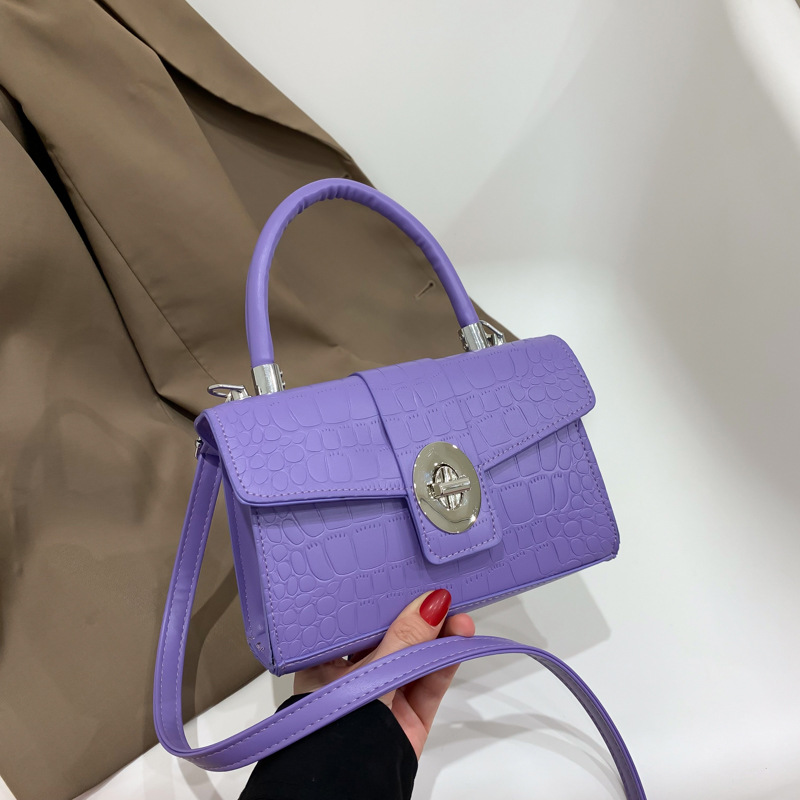 Special-Interest Design Retro Bags Women's Bag 2022 Autumn and Winter Candy Color Alligator Print Handbag Western Style Shoulder Messenger Bag