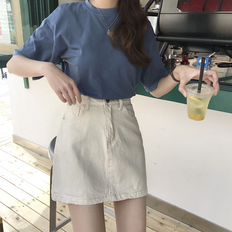 Denim Skirt Denim Skirt Women's Summer New Korean Style High Waist Hip Skirt Small Versatile Short Skirt