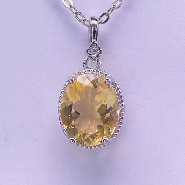 黄水晶吊坠 s925银镶嵌,网红直播饰品抖音一件代发-阿里巴巴