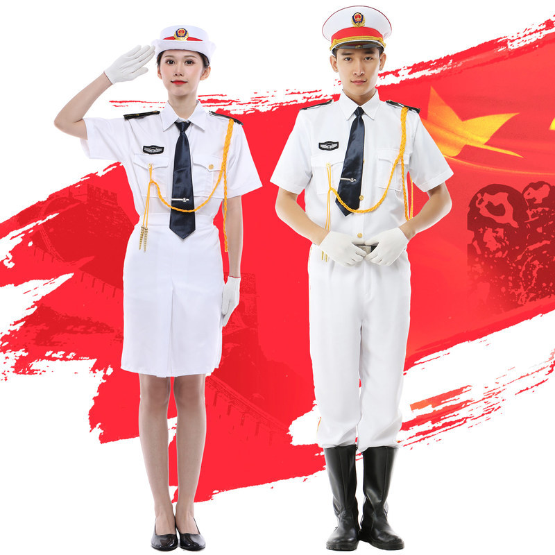 新款中小学生升旗手服装国旗班仪仗队军乐队演出服短袖裙子装夏装