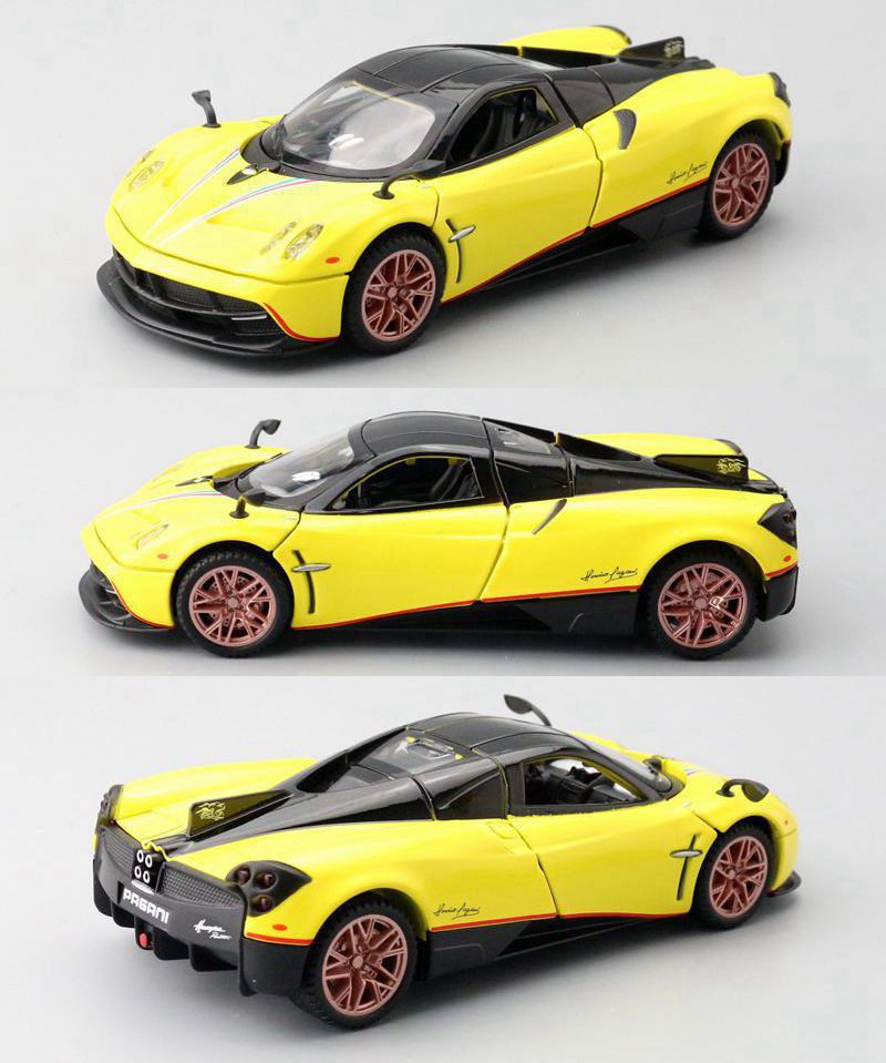 嘉业合金车模儿童玩具1:32帕加尼中国龙跑车回力声光4开门盒装