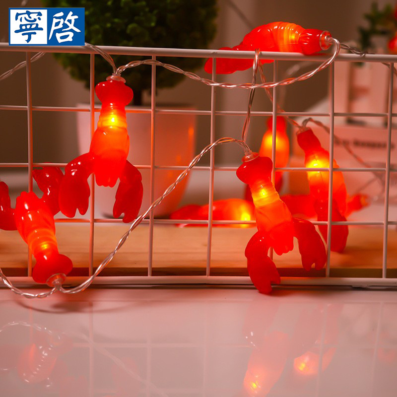 led龙虾灯串地摊夜市小彩灯圣诞节装饰彩灯食物海鲜挂灯批发