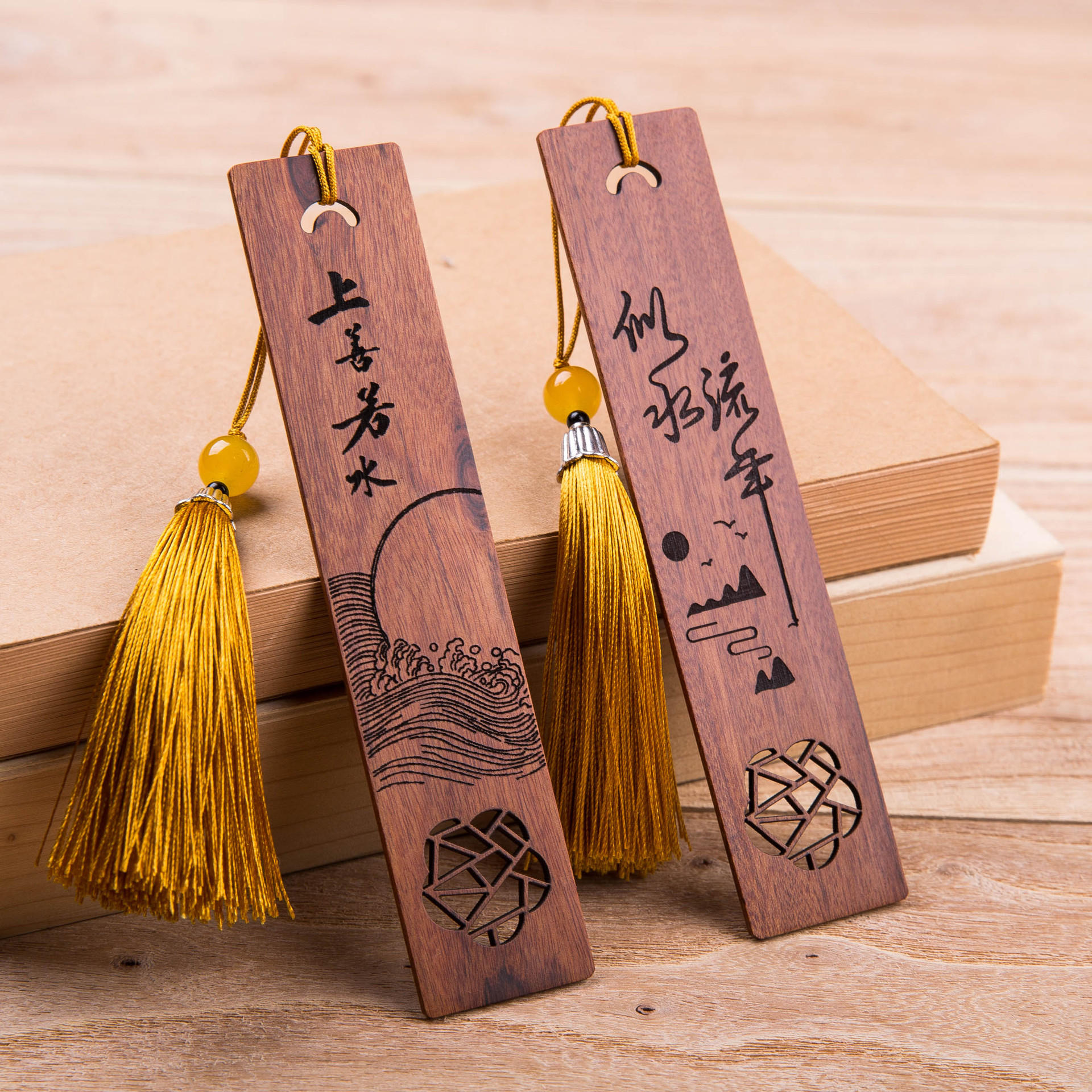 实木质书签中国风特色小礼品高级感书签伴手礼红木书签刻字批发