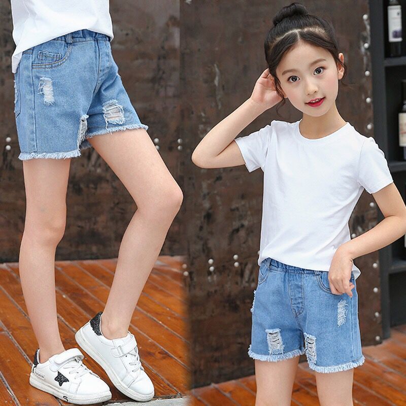 女童牛仔短裤新款儿童夏季百搭短裤洋气中大童修身裤子女宝宝热裤