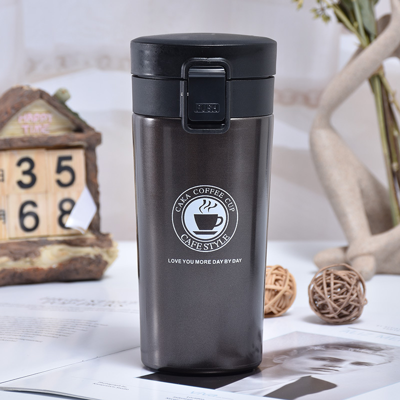 Foreign Trade Popular Style New Solid Color 304 Stainless Steel Bounce Cover Office Coffee Cup Thermos Cup Tumbler Manufacturer