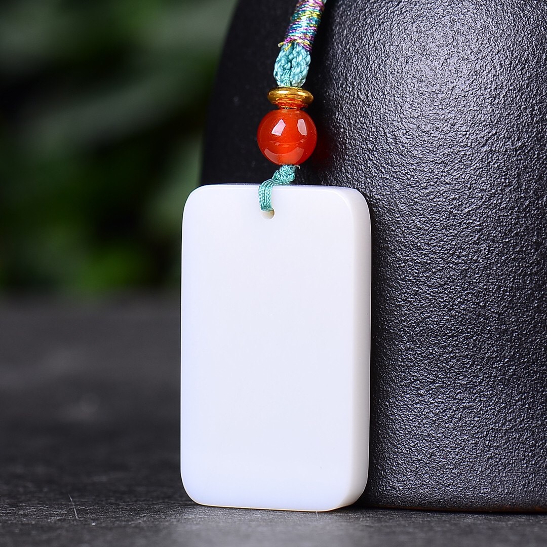 玉佳玉新疆和田玉白玉细料平安牌吊坠天然玉石男女款光牌项坠玉坠