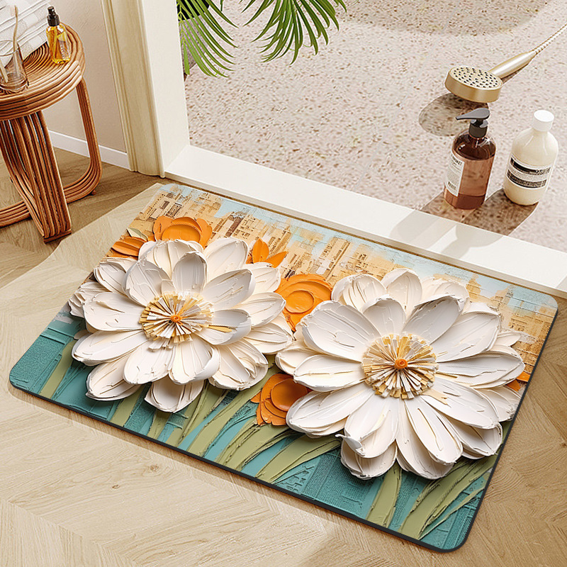 Pu Light Luxury Diatom Mud Absorbent Pad Non-Slip Floor Mat Bathroom Door Quick-Drying Mat Bathroom Carpet Bathroom Step Mat