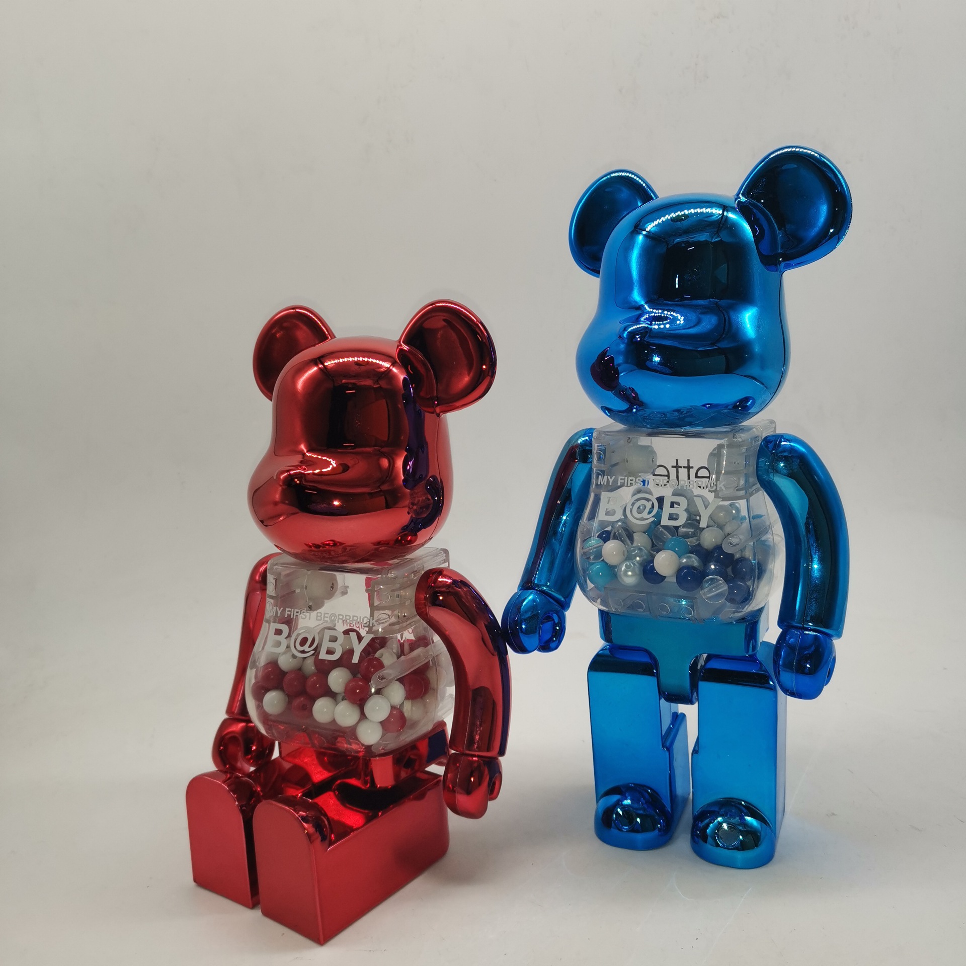 bearbrick黑金暴力熊积木熊电镀金银千秋关节可响金粉公仔400%