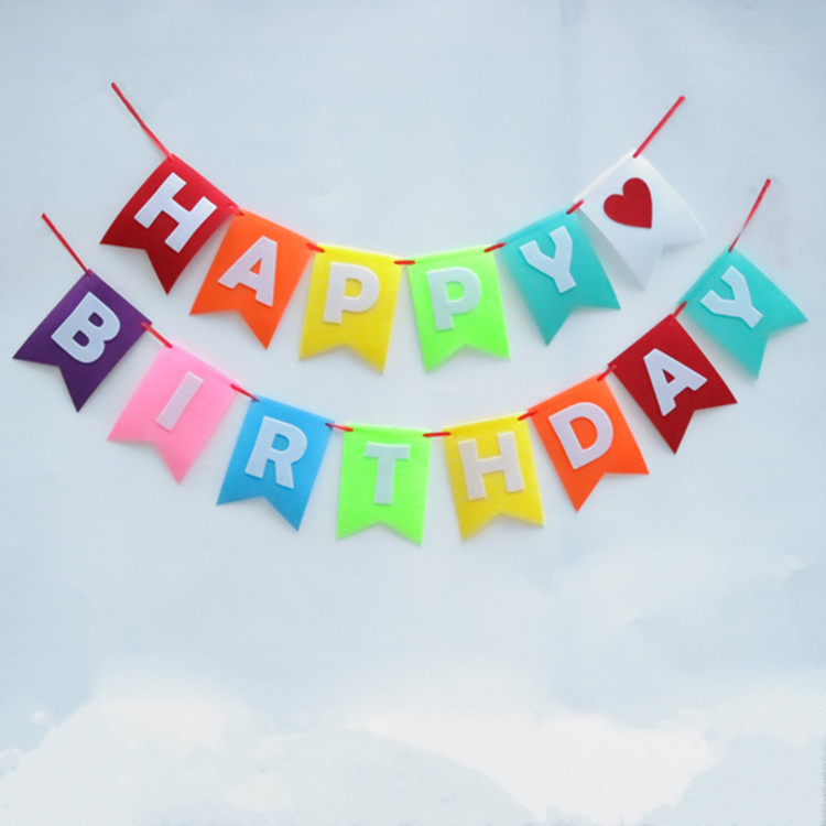 毛毡字母拉旗无纺布生日派对布置装饰拉旗鱼尾款  颜色可定制生产